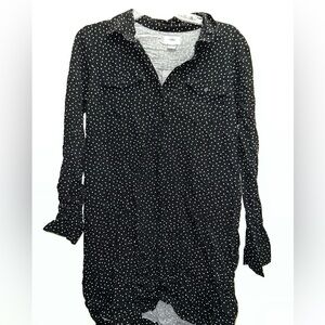 Black Polka Dot Button-Up Shirt old navy large